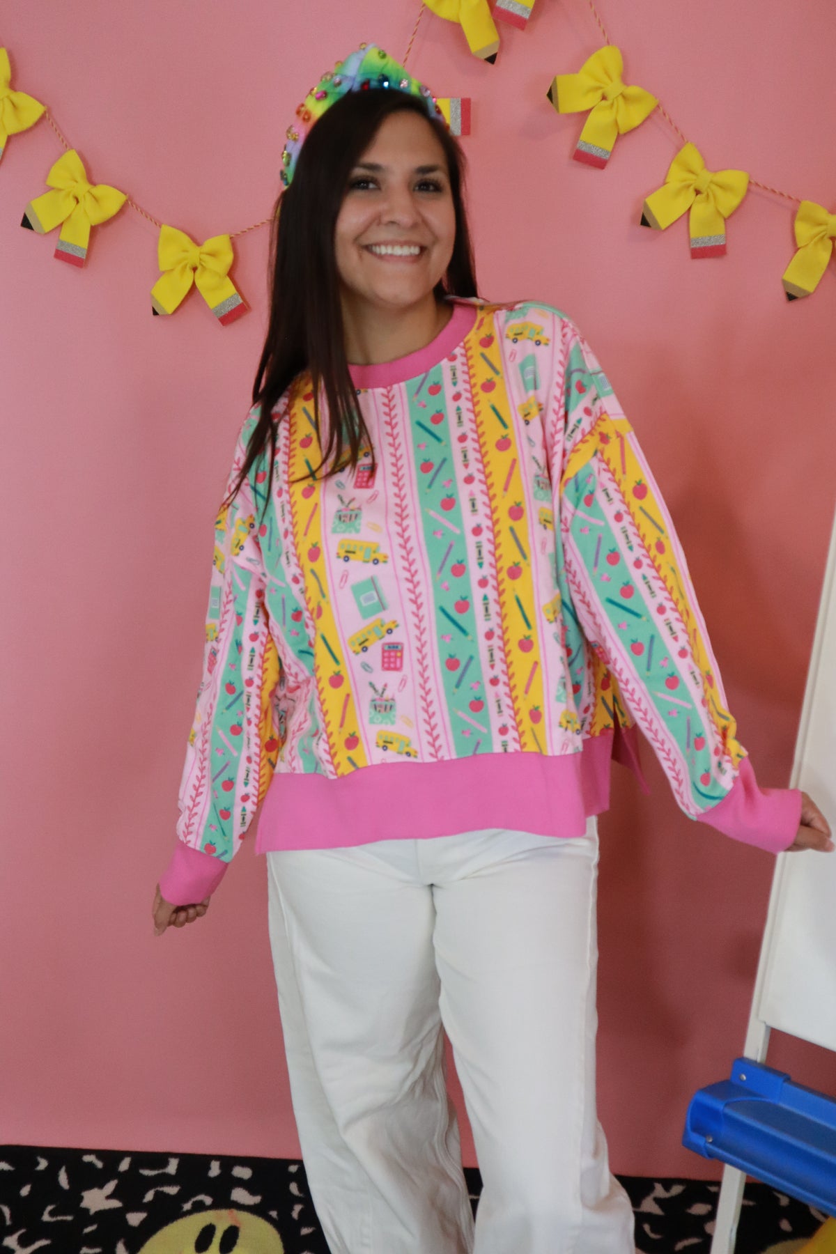 Pink School Themed Lightweight Sweatshirt
