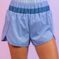 Shades of Blue High Waisted Color Block Active Shorts