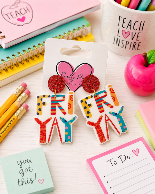 Fun font Friyay Earrings