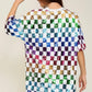 Rainbow Sequin Checkered Shirt Dress
