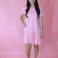 Pink Puff Sleeve Lace Insert Dress