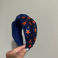 Navy and Orange Stars and Sequin Headband