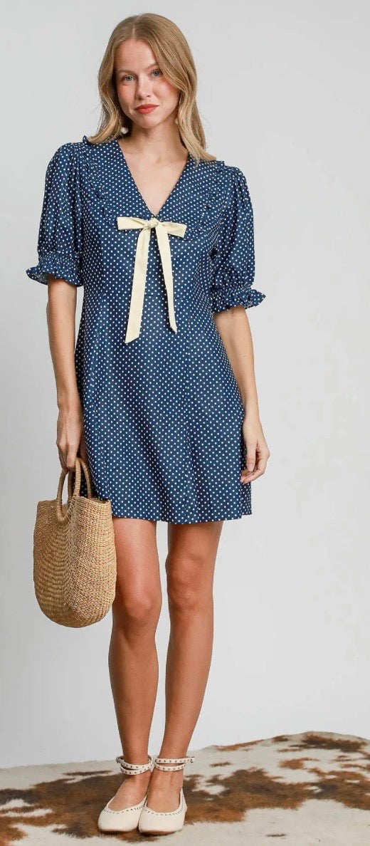 Navy Polka Dot Dress
