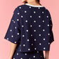 Navy Sequin Polka Dot Top