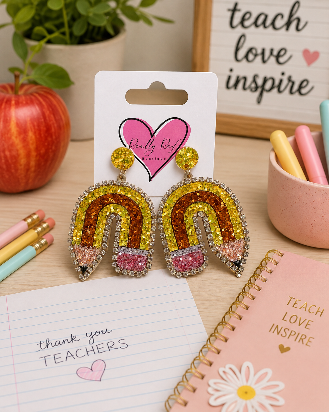 Glitter Pencil Arch Earrings