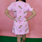 Pink Sequin Coquette Pencil Shirt Dress