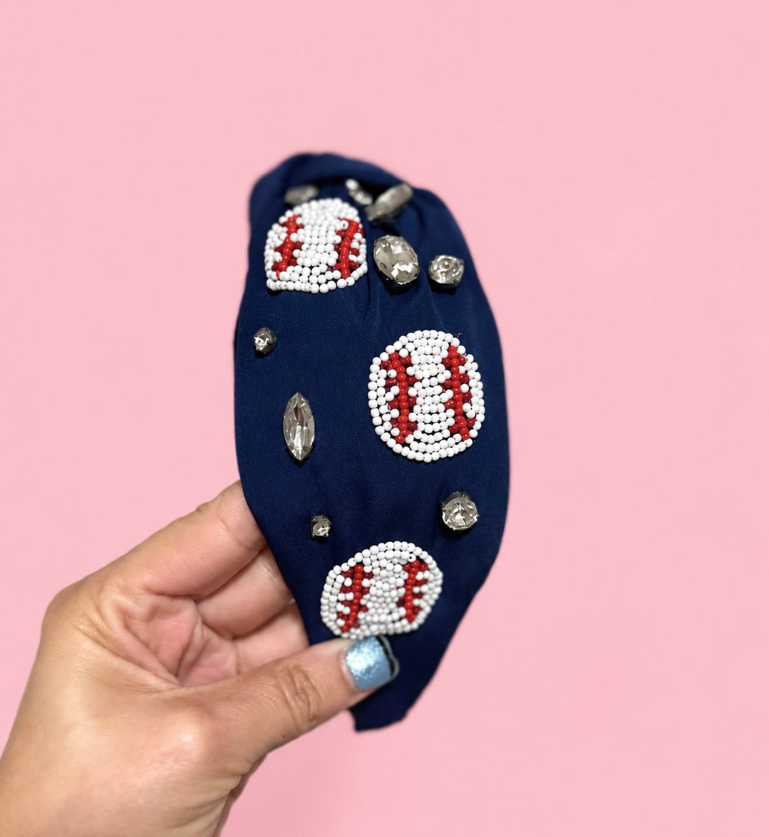 Baseball Beaded Headband
