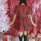 Plaid Bow Tiered Dress