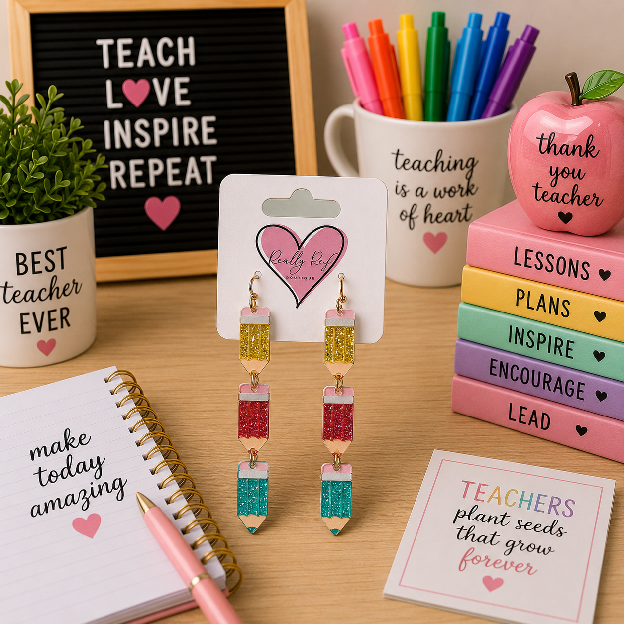 Colorful Pencil Dangle Earrings