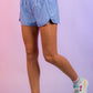 Shades of Blue High Waisted Color Block Active Shorts