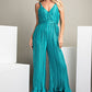 Pleated Teal Jumpsuit