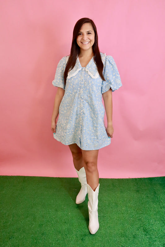 Baby Blue Eyelet Dress