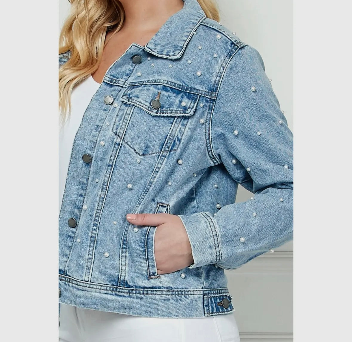 Pearled Denim Jacket