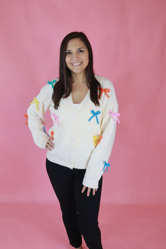 Multi-Color Bow Cardigan