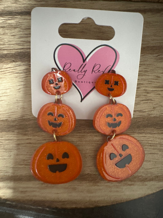 Pumpkin Face Dangle Earrings