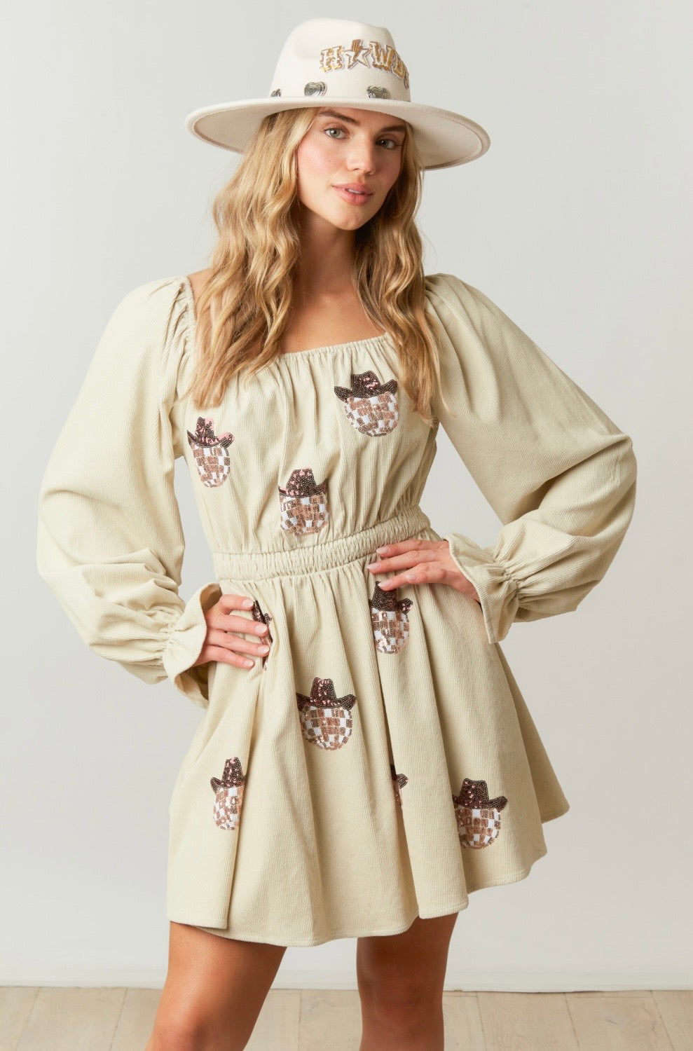 Corduroy Cream Disco Cowgirl Dress