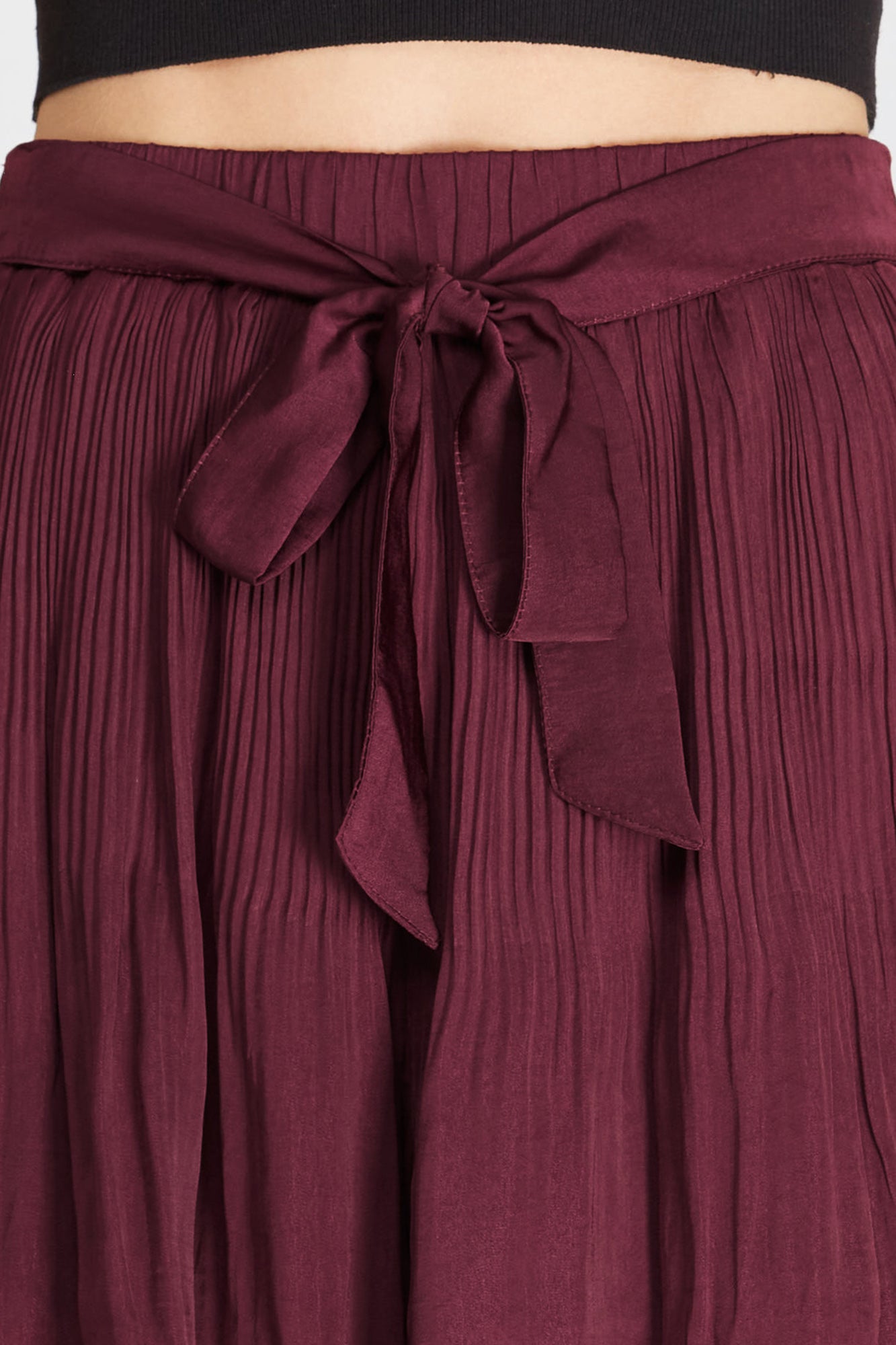 Maroon Pleated Shorts