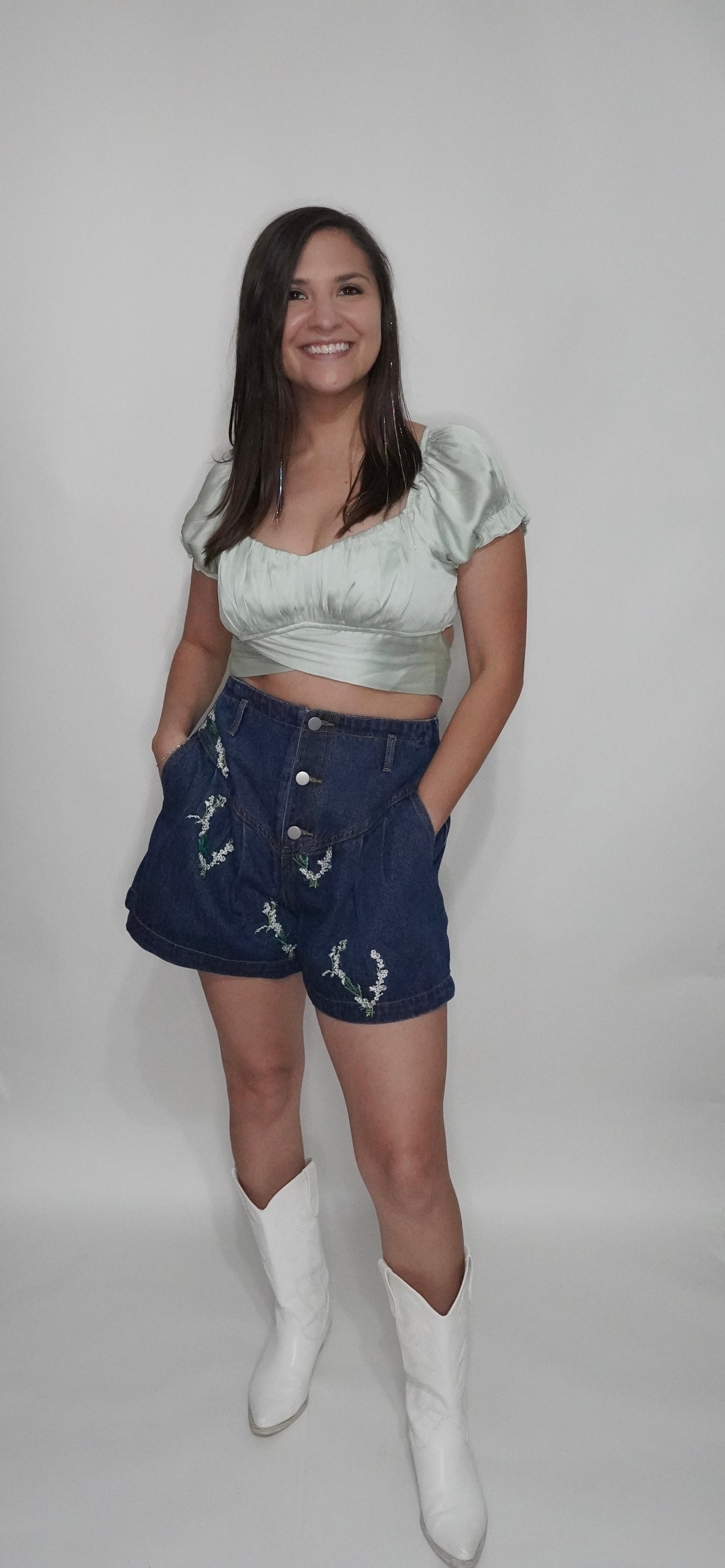 Sage Silky Crop Top