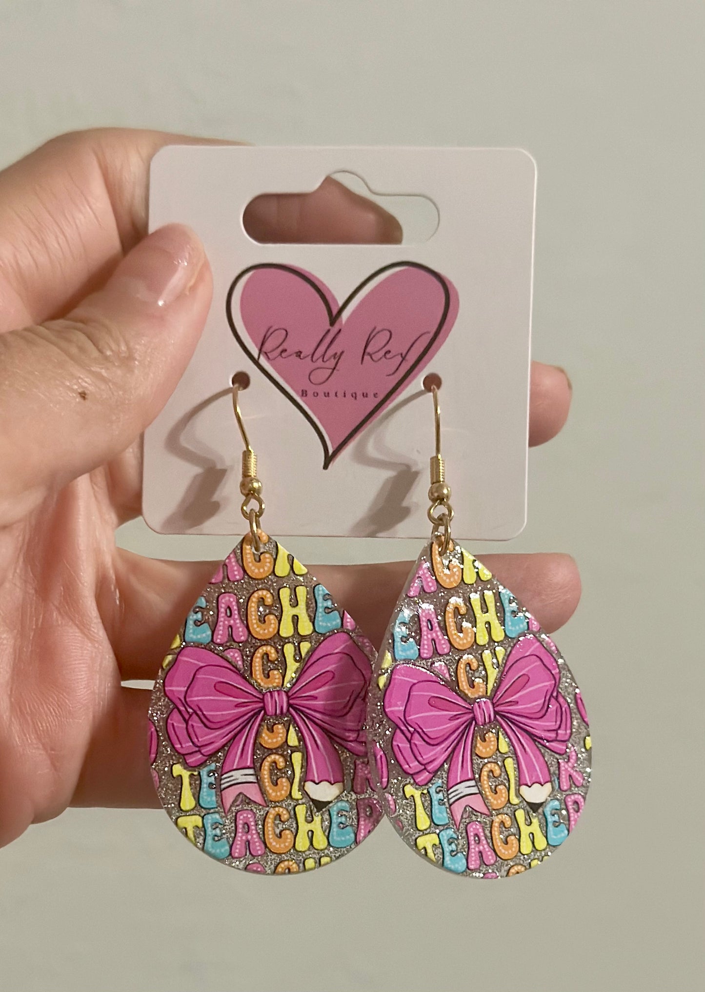 Teacher Bow Teardrop Earrings