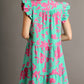 Floral Print Collared Tiered Dress