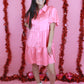 Coral satin dress