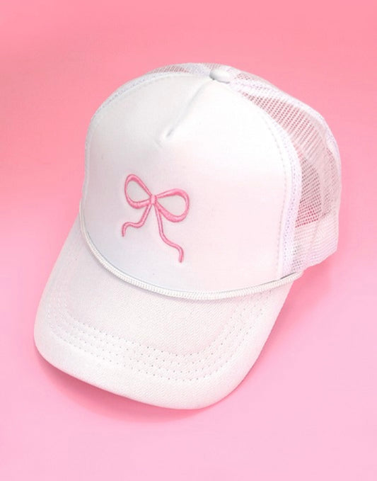 Embroidered Bow Trucker Hat