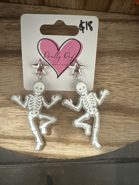 Glitter Skeleton Earrings