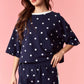 Navy Sequin Polka Dot Top