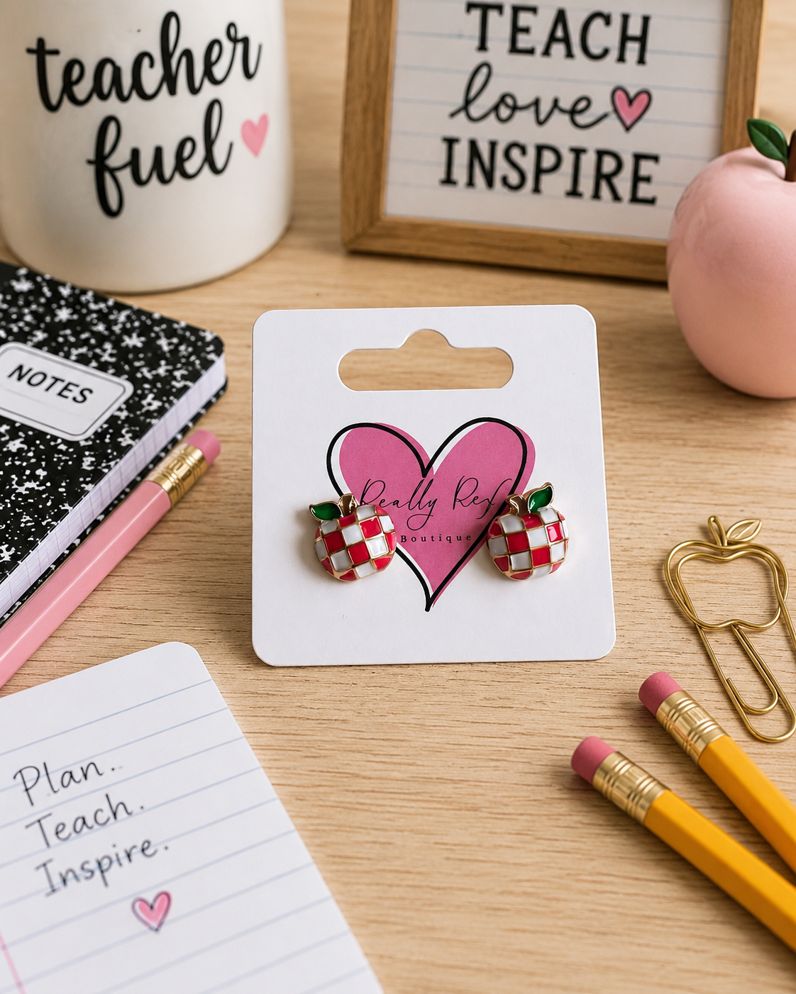 Checkered Apple Studs
