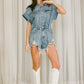 Medium Wash Denim Distressed Romper