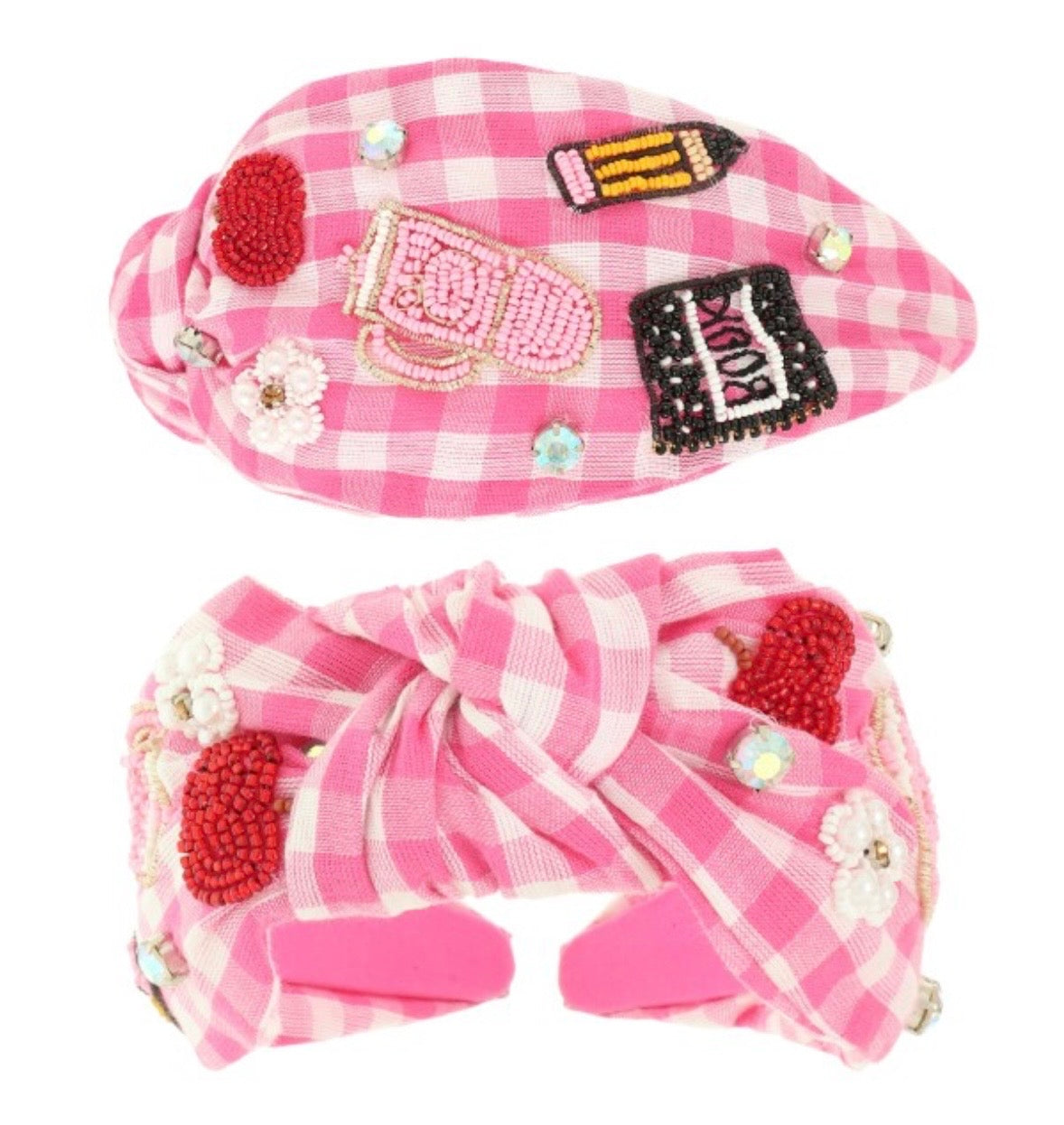 Plaid Teacher Beaded Icon Headband