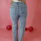 High Waisted Rhinestone Denim Jeans