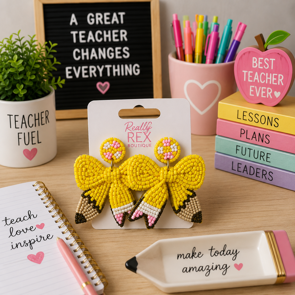 Beaded Pencil Bow Earrings