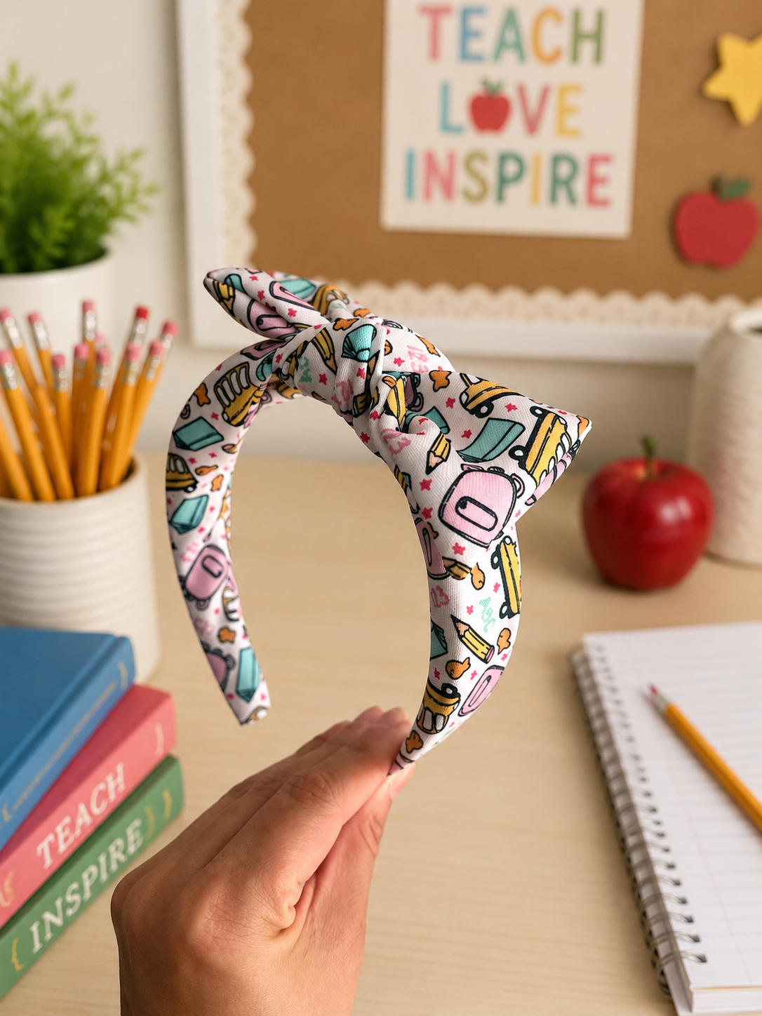 Pink Bow School Bus Themed Headband