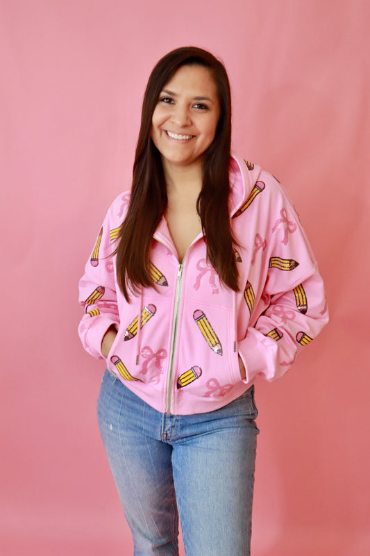 Pink Sequin Coquette Pencil Jacket