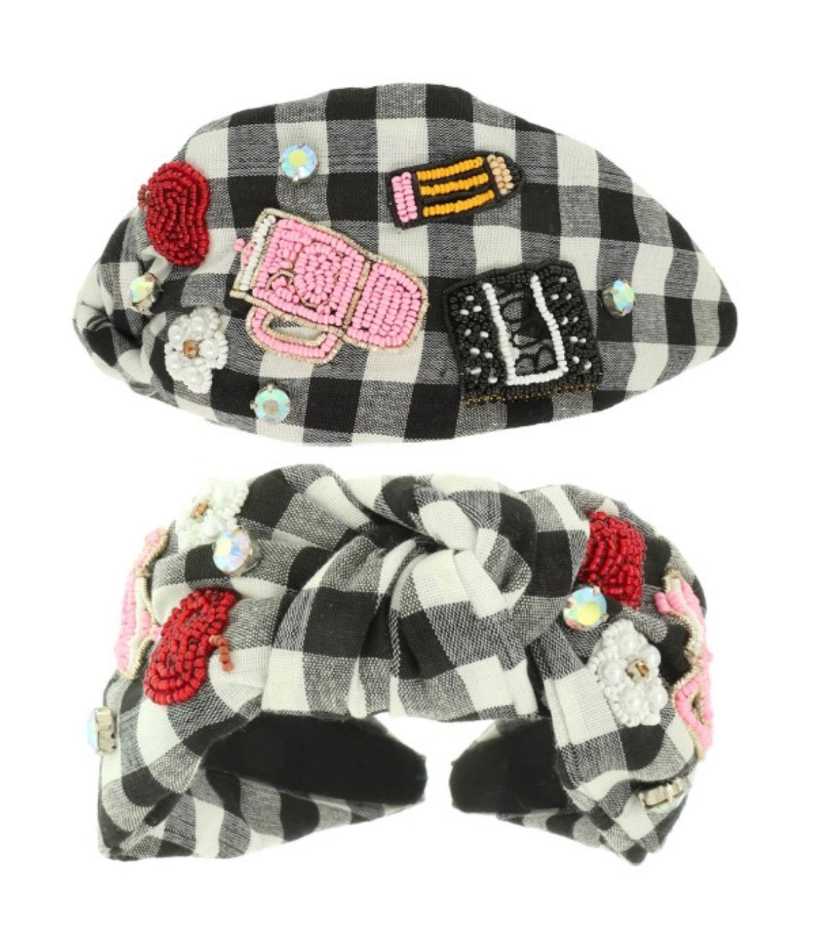 Plaid Teacher Beaded Icon Headband