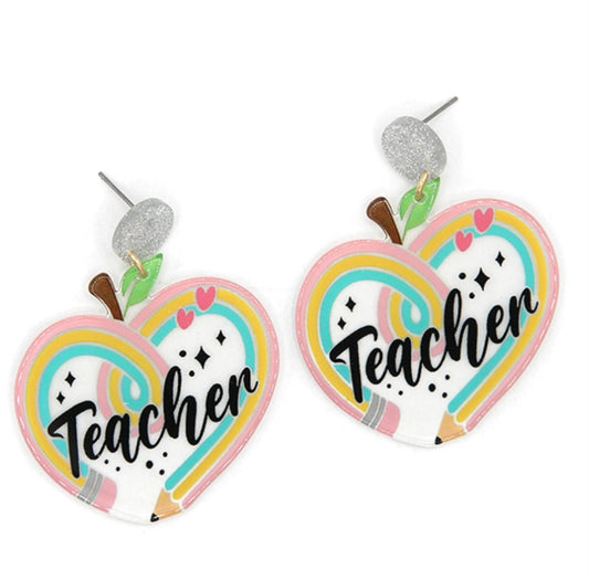 Teacher Heart Pencil Earrings