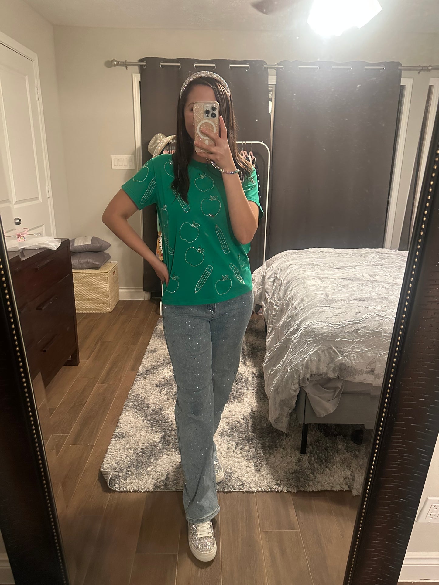 Teacher Themed Rhinestone Top