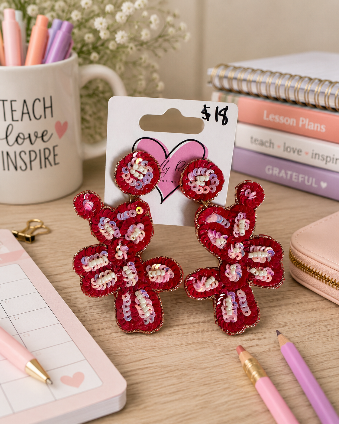 Beaded Balloon Dog Earrings