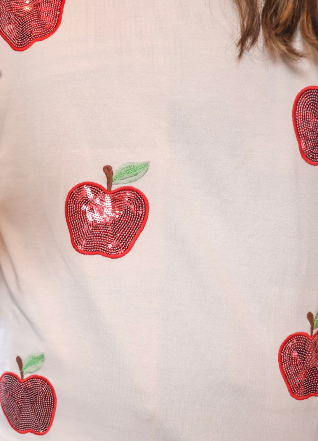 Apple Sequin Patch Shirt