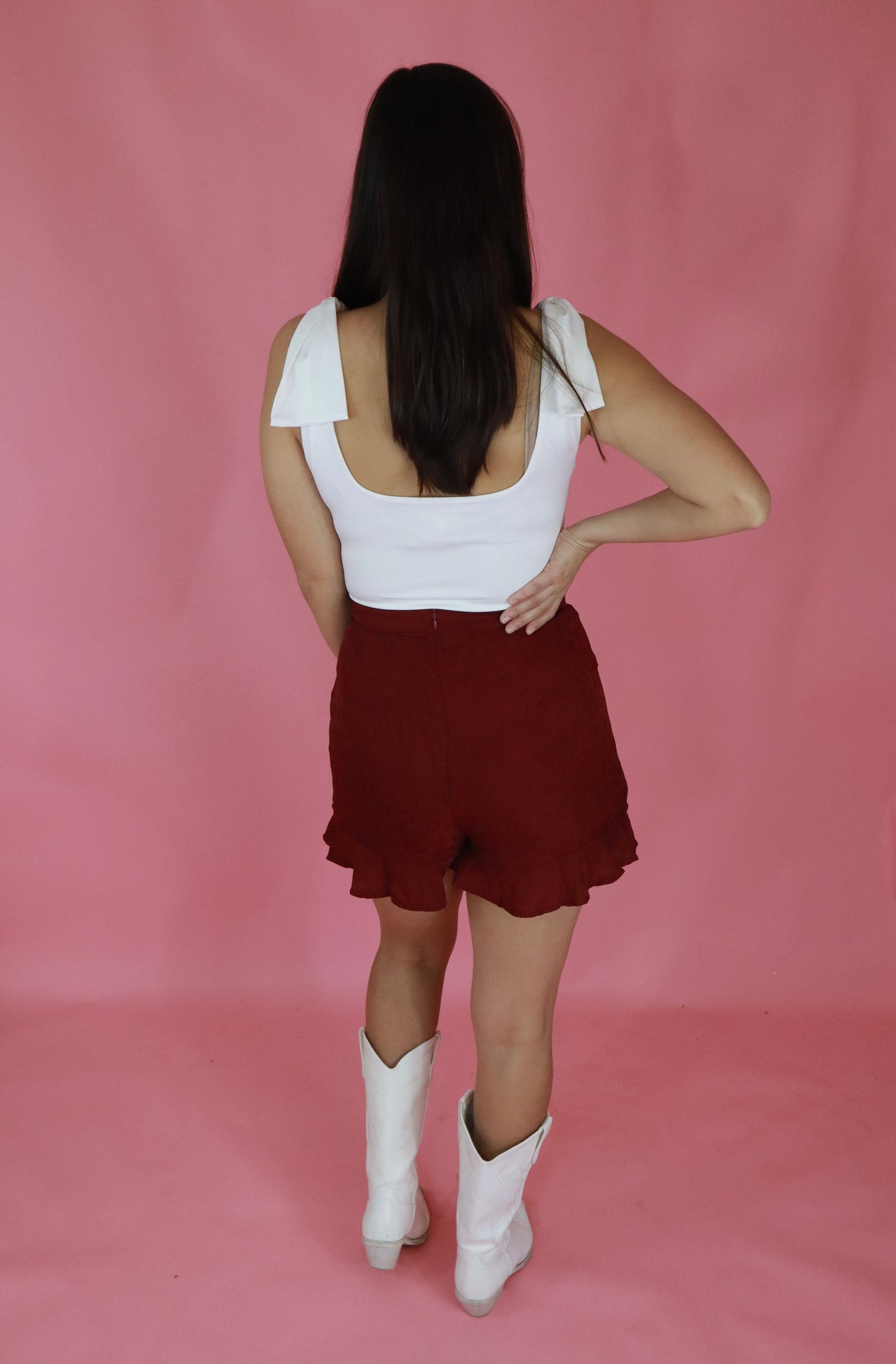 Maroon Patterned Skort