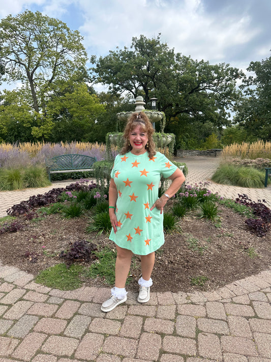 Mint and Orange Sequin Showgirl Dress
