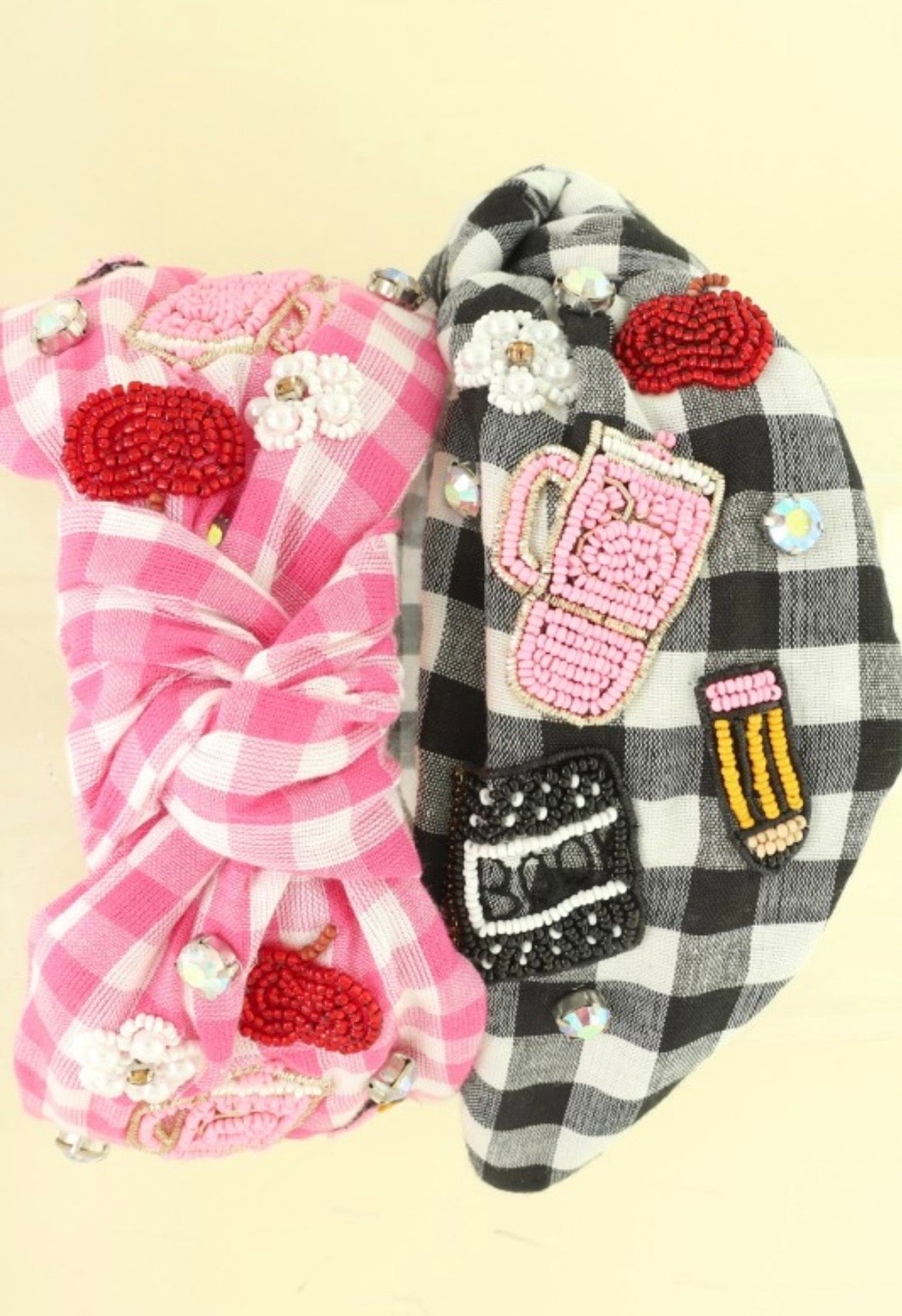 Plaid Teacher Beaded Icon Headband