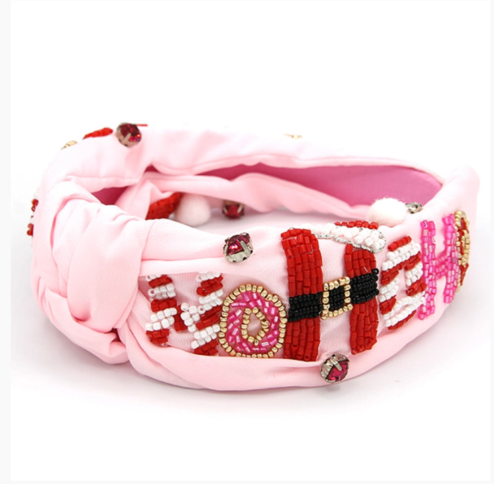 Beaded HO HO HO Headband