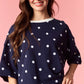 Navy Sequin Polka Dot Top
