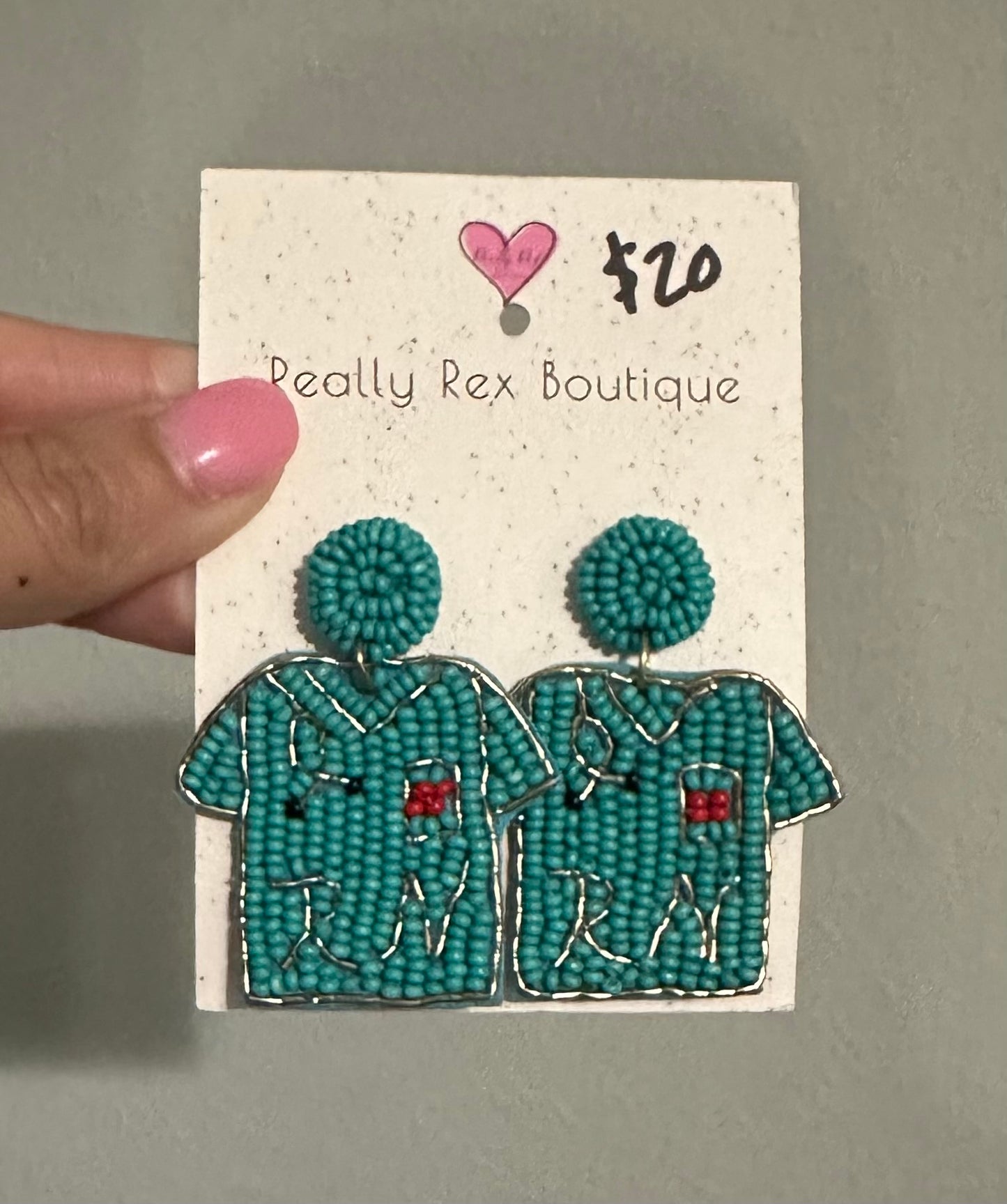 Beaded RN Scrub Earrings