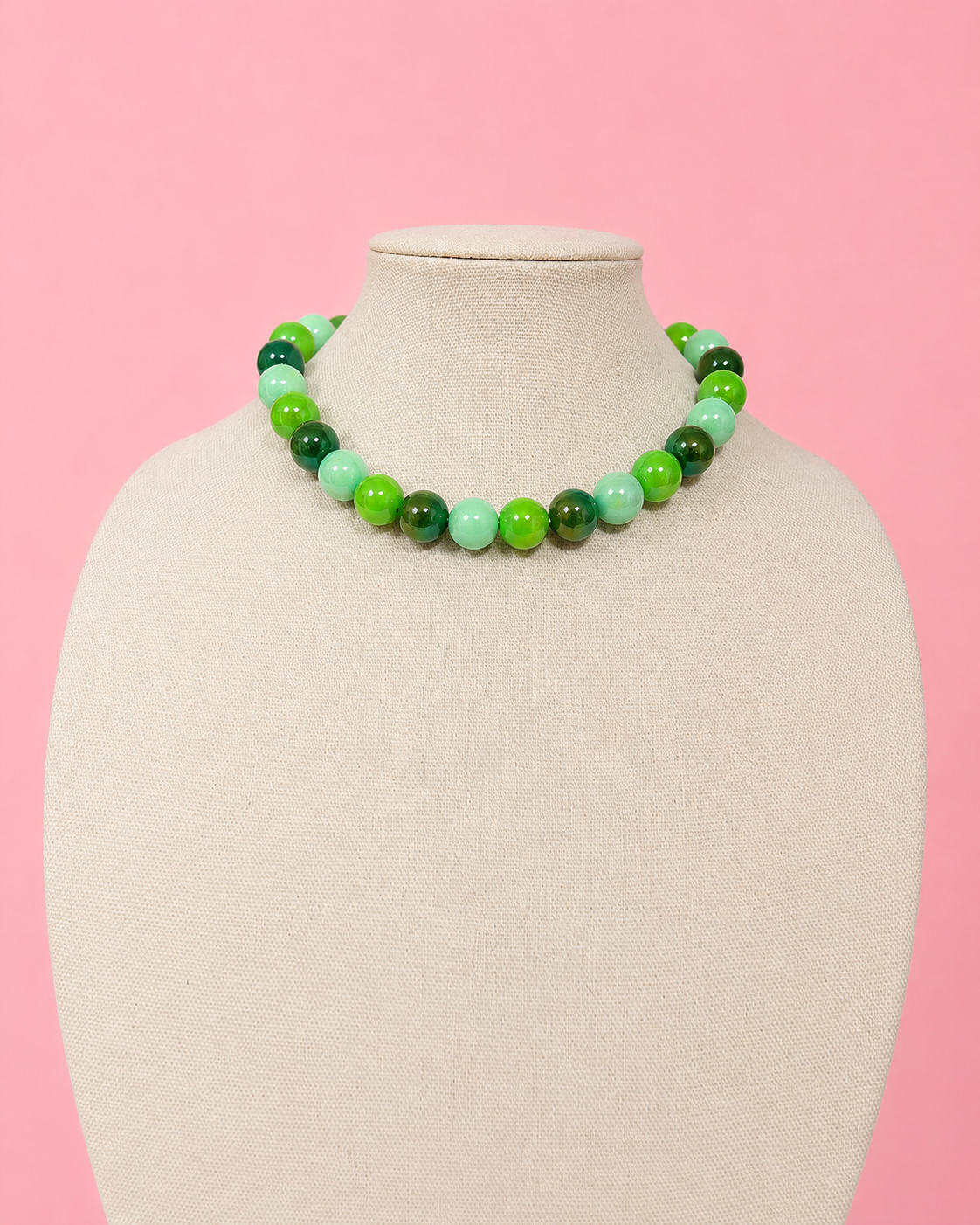 Green Iridescent Bead Necklace