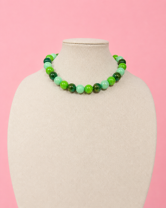 Green Iridescent Bead Necklace