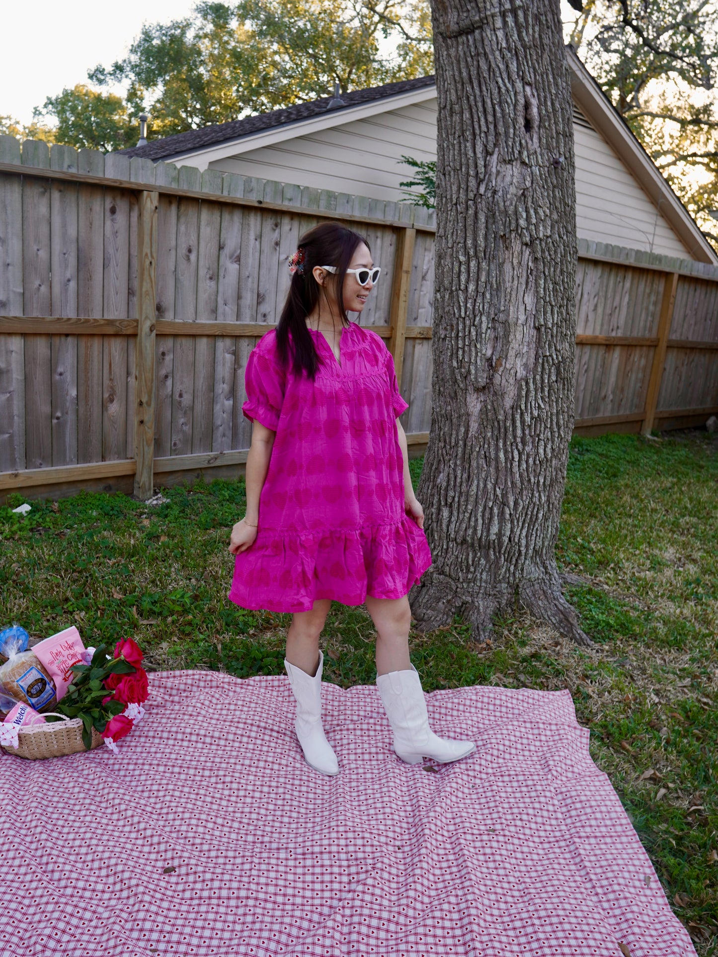 Magenta Heart Babydoll Dress