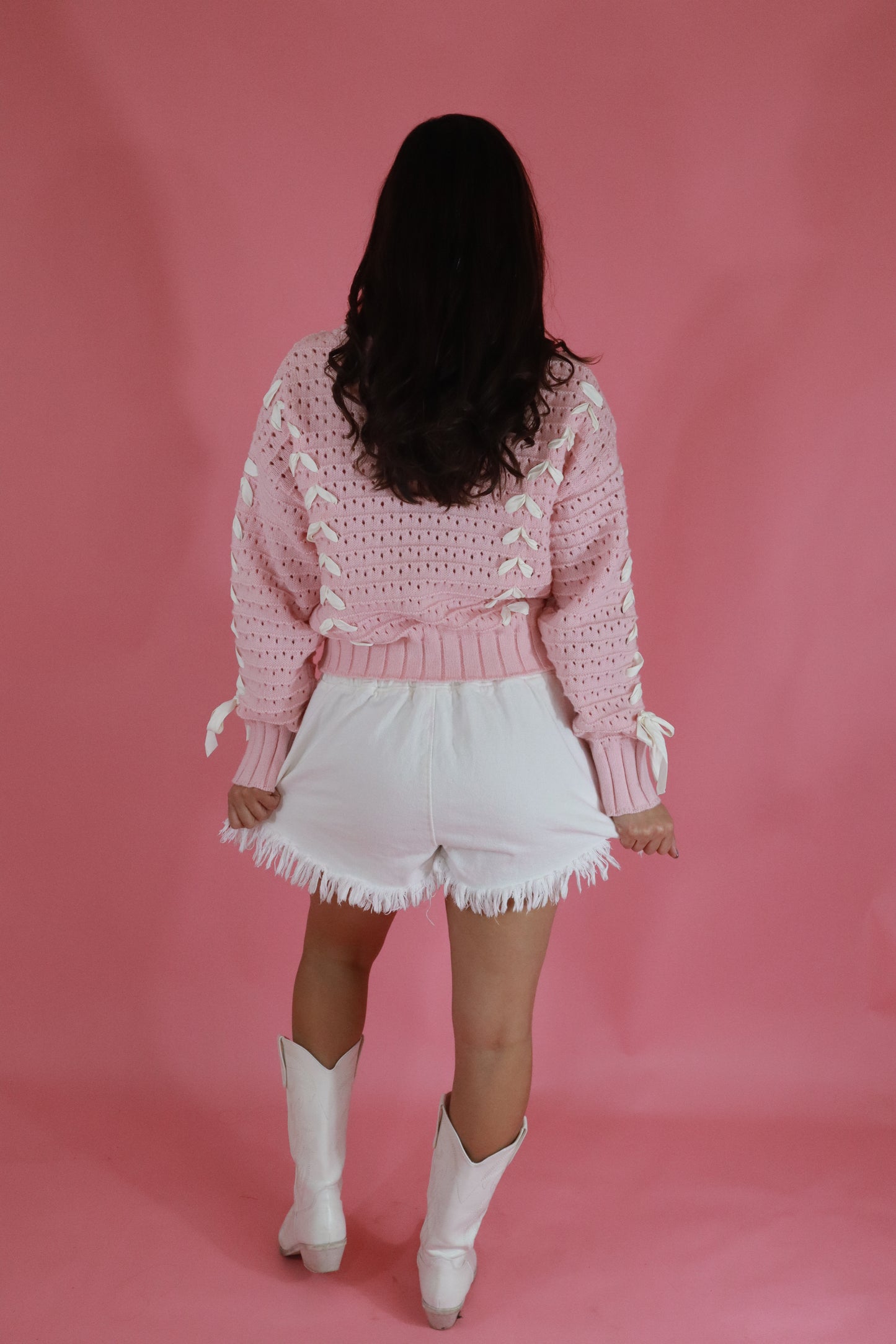 Pink Bow Cardigan Sweater